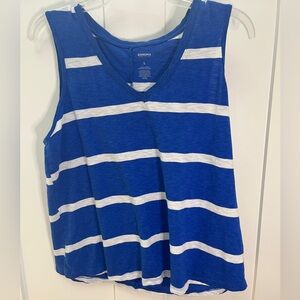 Sonoma Blue and White Striped V-Neck Tank Top